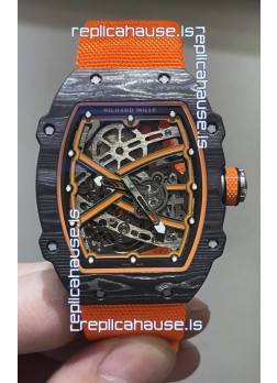 Richard Mille Super Clone RM67-02 Black Carbon TPT 37 Grams Watch Orange Strap