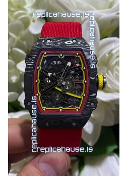 Richard Mille Super Clone RM67-02 Alexander Zverev Black Carbon TPT 37 Grams Watch Red Strap
