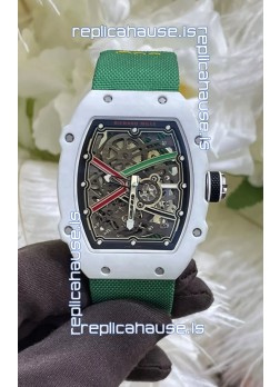 Richard Mille Super Clone RM67-02 White Quartz TPT 37 Grams Watch Green Strap