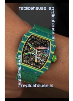 Richard Mille Super Clone RM67-02 Wayde Van Niekerk Green Carbon TPT 37 Grams Watch Green Strap