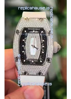 Richard Mille RM007 Diamonds Paved Black Dial 904L Steel Superclone Swiss Watch