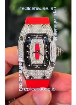 Richard Mille RM007 Diamonds Paved Black Dial 904L Steel Superclone Swiss Watch