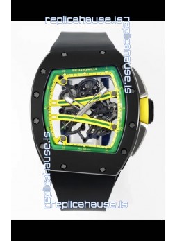 Richard Mille Super Clone RM61-01 Black Ceramic Black Strap Swiss Replica Watch