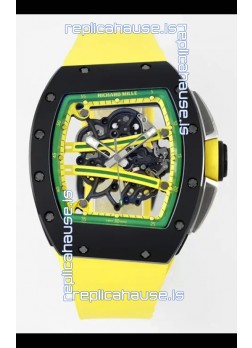 Richard Mille Super Clone RM61-01 Black Ceramic Yellow Strap Swiss Replica Watch