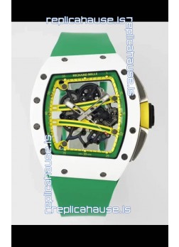 Richard Mille Super Clone RM61-01 White Ceramic Green Strap Swiss Replica Watch