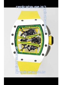Richard Mille Super Clone RM61-01 White Ceramic Yellow Strap Swiss Replica Watch