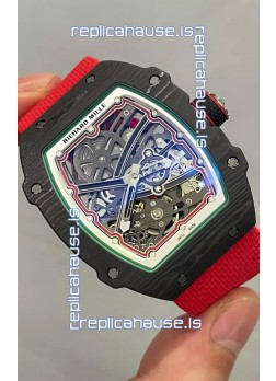 Richard Mille Super Clone RM67-02 Black Carbon TPT 37 Grams Watch Red Strap