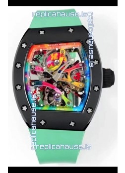 Richard Mille Super Clone RM68-01 Black Ceramic Casing Green Strap Tourbillon Swiss Replica