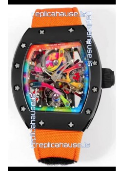 Richard Mille Super Clone RM68-01 Black Ceramic Casing Nylon Strap Tourbillon Swiss Replica