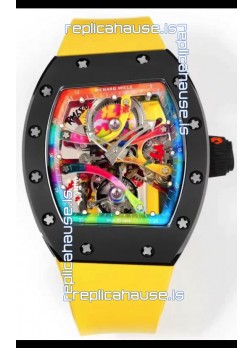 Richard Mille Super Clone RM68-01 Black Ceramic Casing Yellow Strap Tourbillon Swiss Replica