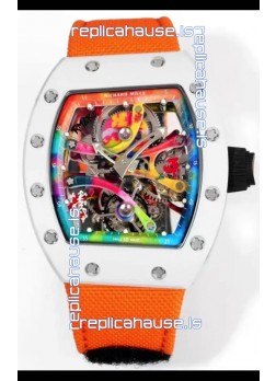 Richard Mille Super Clone RM68-01 White Ceramic Casing Nylon Strap Tourbillon Swiss Replica