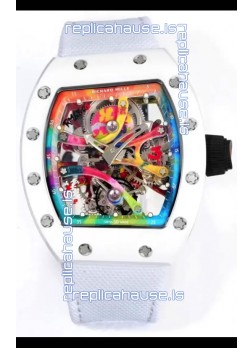 Richard Mille Super Clone RM68-01 White Ceramic Casing Nylon Strap Tourbillon Swiss Replica