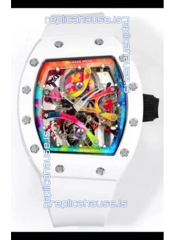 Richard Mille Super Clone RM68-01 White Ceramic Casing White Strap Tourbillon Swiss Replica