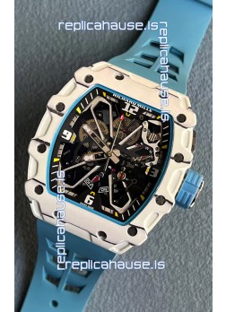 Richard Mille RM35-03 Rafael Nadal Edition White Carbon Fiber Casing 1:1 Mirror Replica Watch in Blue Strap