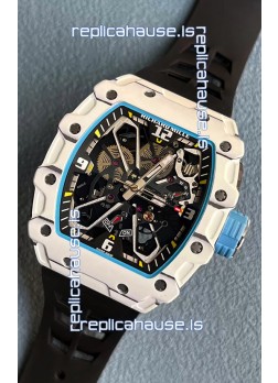Richard Mille RM35-03 Rafael Nadal Edition White Carbon Fiber Casing 1:1 Mirror Replica Watch in Black Strap