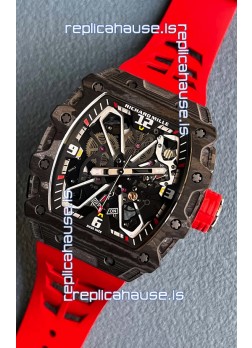 Richard Mille RM35-03 Rafael Nadal Edition Black Carbon Fiber Casing 1:1 Mirror Replica Watch in Red Strap