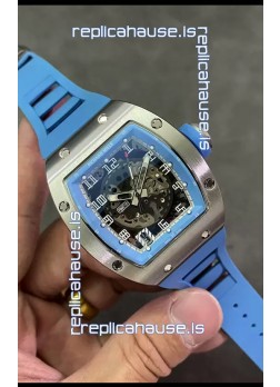 Richard Mille RM010 Stainless Steel Replica Watch in Blue Strap