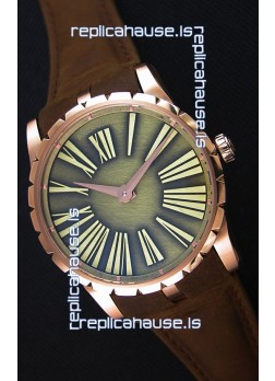 Roger Dubuis Excalibur Steel Case Green Dial Swiss Replica Watch