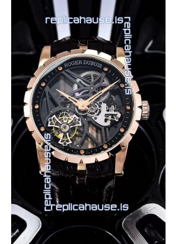 Roger Dubuis Excalibur Spider Flying Tourbillon Skeleton Rose Gold Casing 42MM 1:1 Mirror Swiss Watch