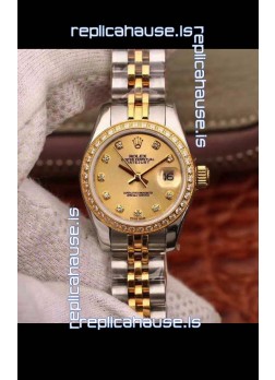 Rolex Datejust Ladies 28MM Cal.3135 Movement Swiss Replica in 904L Steel Yellow Gold 2 Tone Case