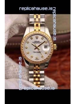 Rolex Datejust Ladies 28MM Cal.3135 Movement Swiss Replica in 904L Steel Yellow Gold 2 Tone Case