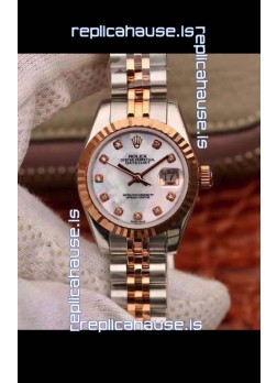 Rolex Datejust Ladies 28MM Cal.3135 Movement Swiss Replica in 904L Steel Rose Gold 2 Tone Case