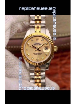 Rolex Datejust Ladies 28MM Cal.3135 Movement Swiss Replica in 904L Steel Yellow Gold 2 Tone Case