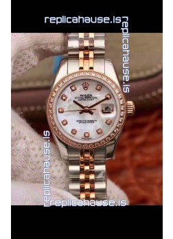 Rolex Datejust Ladies 28MM Cal.3135 Movement Swiss Replica in 904L Steel Rose Gold 2 Tone Case