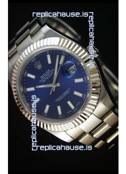 Rolex Datejust Japanese Replica Watch - Blue Dial in 41MM with Oyster Strap