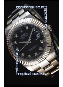 Rolex Datejust Japanese Replica Watch - Black Dial in 41MM with Oyster Strap