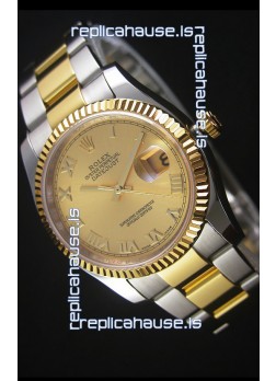 Rolex Datejust Replica Japanese Watch -  Two Tone Plating with Gold Dial in 36MM Casing