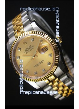 Rolex Datejust Replica Japanese Watch -  Two Tone Plating with Gold Dial in 36MM Casing