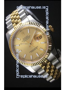 Rolex Datejust Replica Japanese Watch -  Two Tone Plating with Gold Dial in 36MM Casing