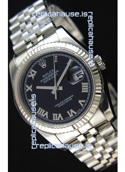 Rolex Datejust Japanese Replica Watch - Black Dial in 36MM with Jubilee Strap
