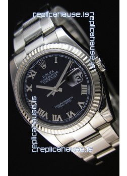 Rolex Datejust Japanese Replica Watch - Black Dial in 36MM with Oyster Strap