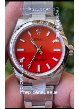 Rolex Oyster Perpetual REF#277200 31MM Swiss Movement Swiss Replica Red Dial 904L Steel 1:1 Mirror Replica Watch