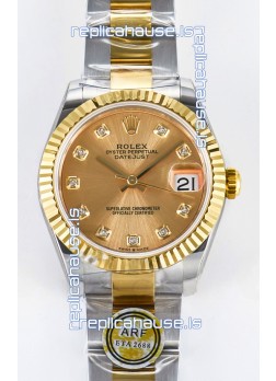 Rolex Super Clone Datejust ETA 2688 Movement 31MM Two Tone Yellow Gold Swiss Gold Dial