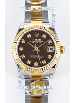Rolex Super Clone Datejust ETA 2688 Movement 31MM Two Tone Yellow Gold Swiss Brown Dial