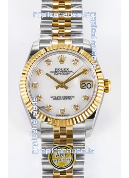 Rolex Super Clone Datejust ETA 2688 Movement 31MM Two Tone Yellow Gold Mother of Peal Dial