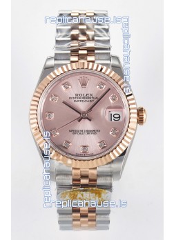 Rolex Super Clone Datejust ETA 2688 Movement 31MM Two Tone Rose Gold Swiss Champange Dial