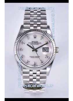 Rolex Datejust 126234 36MM Swiss Replica in 904L Steel in White Pearl Dial 1:1 Mirror Replica