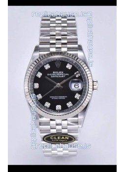 Rolex Datejust 126234 36MM Swiss Replica in 904L Steel in Black Dial 1:1 Mirror Replica