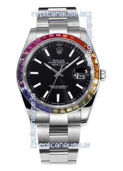 Rolex Datejust 41MM Swiss Replica Watch - 904L Steel in Black Dial 