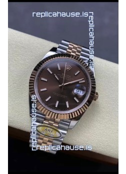 Rolex Datejust 126331 41MM ETA3235 72 Hours Power Brown Dial Jubilee 1:1 Mirror Replica in Rose Gold 904L Steel