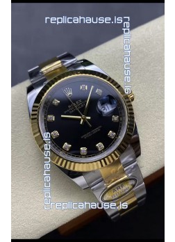 Rolex Datejust M126333 41MM ETA3235 72 Hours Power Black Diamonds Dial Oyster 1:1 Mirror Replica Yellow Gold 904L Steel