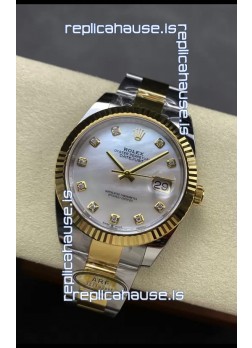 Rolex Datejust M126333 41MM ETA3235 72 Hours Power Pearl Dial Oyster 1:1 Mirror Replica Yellow Gold 904L Steel