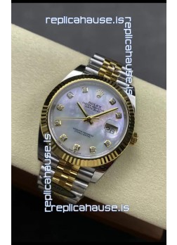 Rolex Datejust M126333 41MM ETA3235 72 Hours Power Pearl Dial Jubilee 1:1 Mirror Replica Yellow Gold 904L Steel