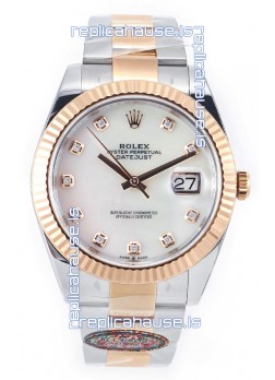 Rolex Datejust M126333 41MM ETA3235 72 Hours Power Pearl Dial Oyster 1:1 Mirror Replica Rose Gold 904L Steel