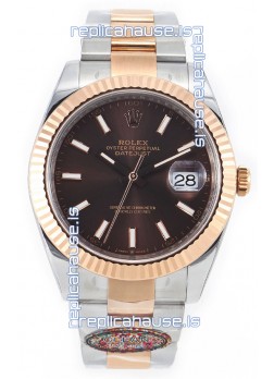 Rolex Datejust M126333 41MM ETA3235 72 Hours Power Brown Dial Oyster 1:1 Mirror Replica Rose Gold 904L Steel