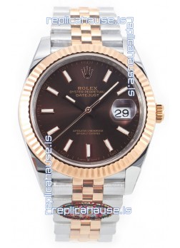 Rolex Datejust M126333 41MM ETA3235 72 Hours Power Brown Dial Jubilee 1:1 Mirror Replica Rose Gold 904L Steel